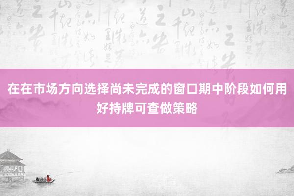 在在市场方向选择尚未完成的窗口期中阶段如何用好持牌可查做策略