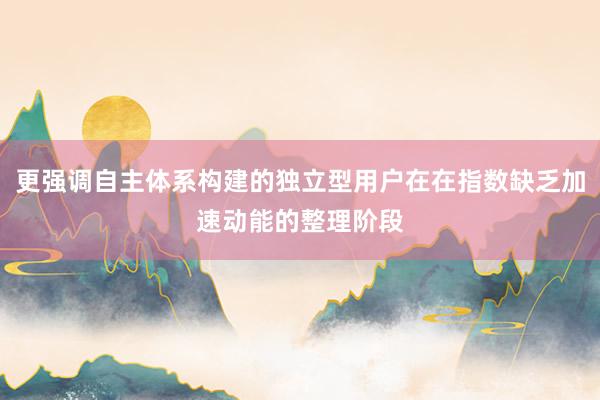更强调自主体系构建的独立型用户在在指数缺乏加速动能的整理阶段