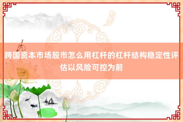 跨国资本市场股市怎么用杠杆的杠杆结构稳定性评估以风险可控为前
