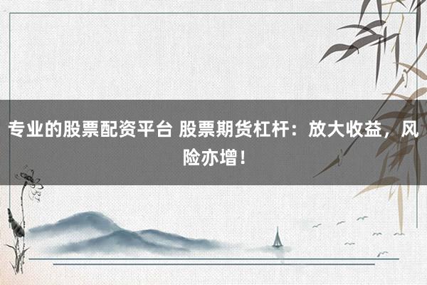 专业的股票配资平台 股票期货杠杆：放大收益，风险亦增！
